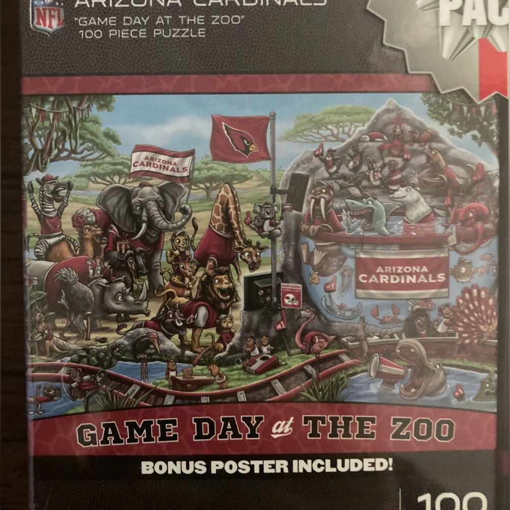 Arizona Cardinals Puzzle‎ 4 Pack + 4 Bonus Posters! 100 Piece Each Puzzle NEW - Picture 4 of 10